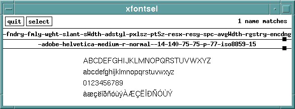 xfontsel: helvetica