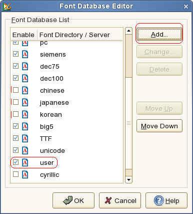 Xconfg - Font Databbase