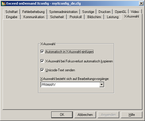 Xconfig - X-Selection