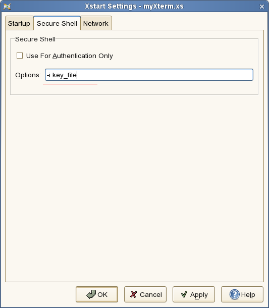 Xstart+SSH - Einstellungen