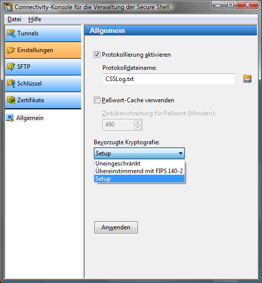 CSSH: Globale Einstellungen