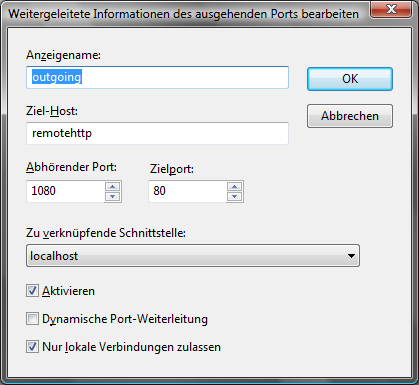 Konfiguration ausgehender Port