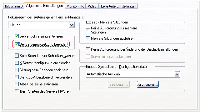 Xconfig - Display-Einstellugne