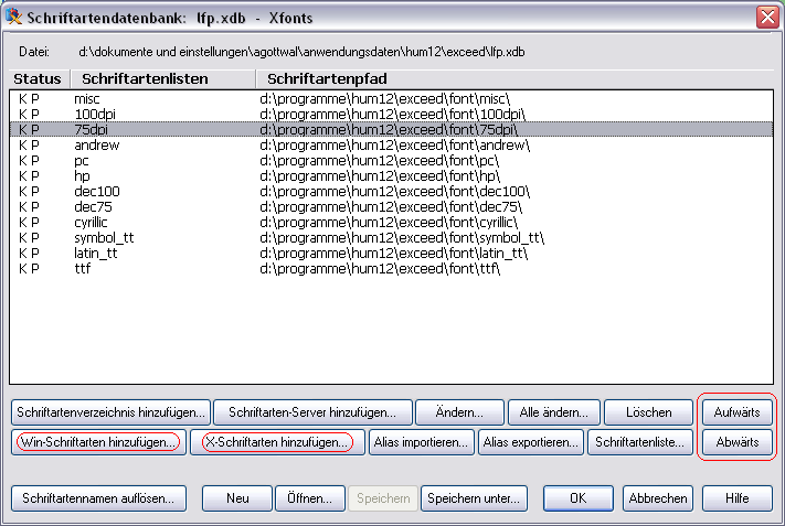 Xconfig - Schriftartendatenbank