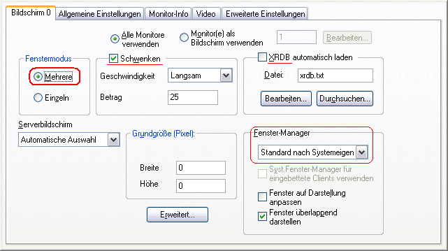 Xconfig - Multiple Window Mode