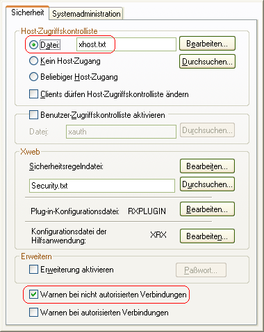 Xconfig->Sicherheit