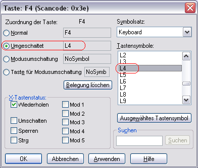 Xkeys: Belegung einer Taste